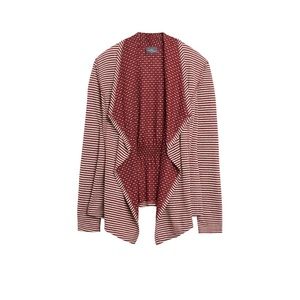 Margerie Stripe and Dot Open Cardigan Burgundy